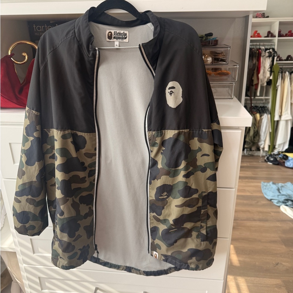 A Bathing Ape Men's Camo Windbreaker Jacket - Green/Black